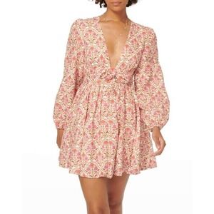 Cami NYC Dress Pink Multi Floral Linen Mini‎ Meri
